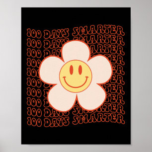 100th Day Of School Retro Groovy Happy Face 100 Da Poster