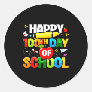 100th Day Of School Shirt For Teachers Kids Happy  Classic Round Sticker