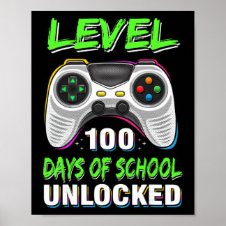 100th Day Of School Shirt Kids Video Games Boy Gif Poster