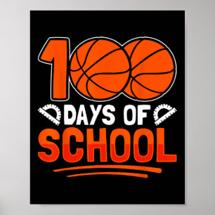 100th Day Of School Sketll 100 Days Of School Kids Poster