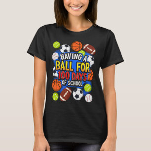 100th Day Of School Sketll Footll Soccer Sell Boys T-Shirt