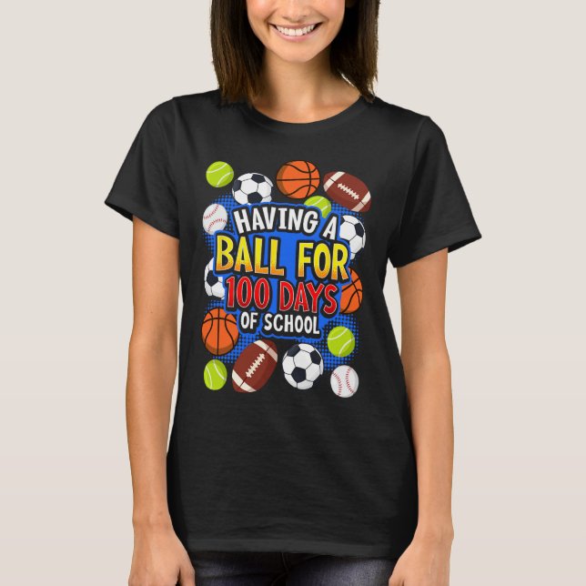 100th Day Of School Sketll Footll Soccer Sell Boys T-Shirt (Front)