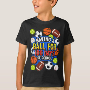100th Day Of School Sketll Footll Soccer Sell Boys T-Shirt