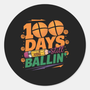100th Day Of School Sketll Kids 100 Days Of School Classic Round Sticker