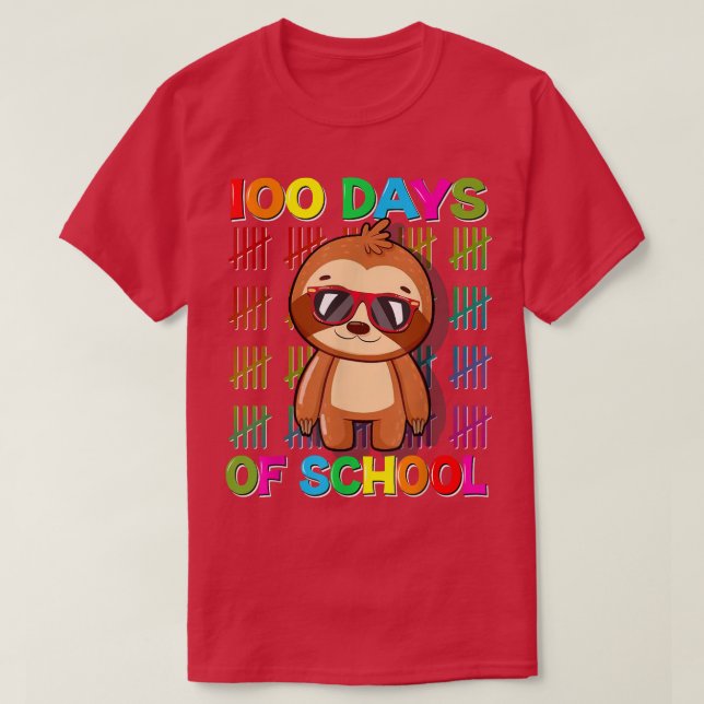 100th Day of School Sloth Design 100 Days School S T-Shirt (Design Front)