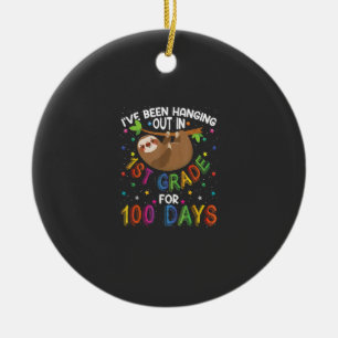 100th Day of School Sloth Design - 1st Grade 100 D Ceramic Tree Decoration