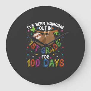 100th Day of School Sloth Design - 1st Grade 100 D Large Clock