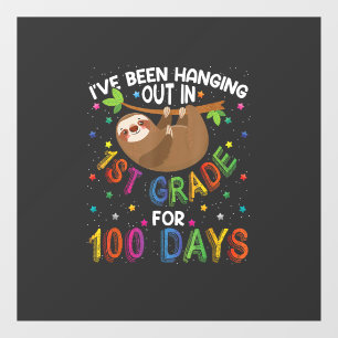 100th Day of School Sloth Design - 1st Grade 100 D Window Cling