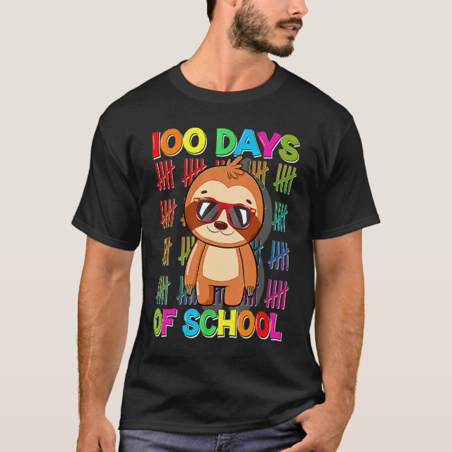 100th Day of School Sloth Happy 100 Days Smarter S T-Shirt (Front)
