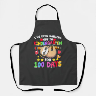 100th Day Of School Sloth Shirt Kindergarten 100 D Apron