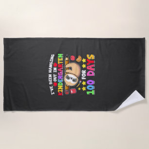 100th Day Of School Sloth Shirt Kindergarten 100 D Beach Towel