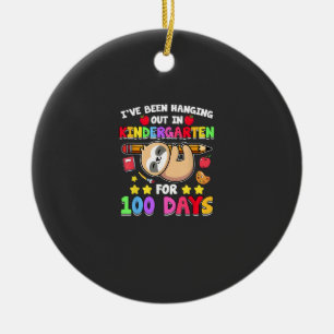 100th Day Of School Sloth Shirt Kindergarten 100 D Ceramic Tree Decoration