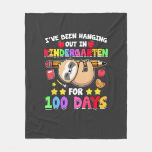 100th Day Of School Sloth Shirt Kindergarten 100 D Fleece Blanket