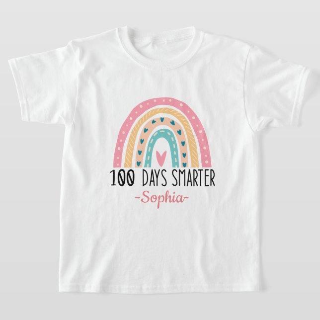 100th Day Of School Smarter Rainbow Student Kids T-Shirt (Laydown)