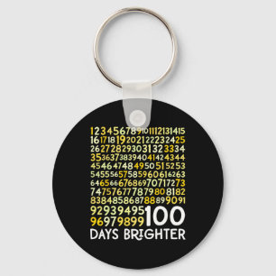 100th Day Of School Teacher 100 Days Brighter Math Key Ring