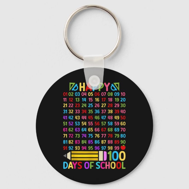 100th Day Of School Teacher 100 Days Math Numbers  Key Ring (Front)