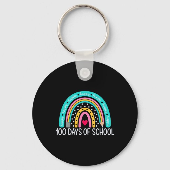 100th Day Of School Teacher 100 Days Rainbow  Key Ring (Front)