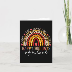100th Day Of School Teacher 100 Days Rainbow Leopa Card