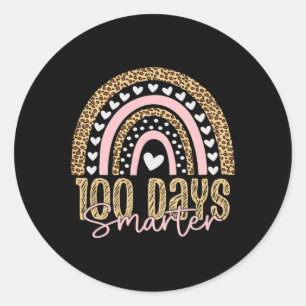 100th Day Of School Teacher 100 Days Rainbow Leopa Classic Round Sticker