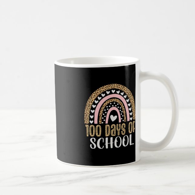 100th Day Of School Teacher 100 Days Rainbow Leopa Coffee Mug (Right)