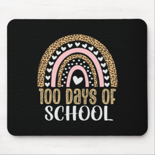 100th Day Of School Teacher 100 Days Rainbow Leopa Mouse Mat