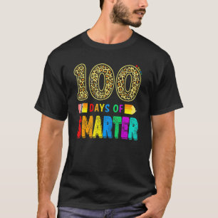 100th Day Of School Teacher 100 Days Smarter Leopa T-Shirt