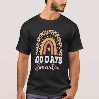 100th Day Of School Teacher 100 Days Smarter Leopa T-Shirt