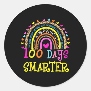 100th Day Of School Teacher 100 Days Smarter Rainb Classic Round Sticker