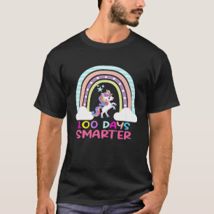 100th Day of School Teacher 100 Days Smarter Rainb T-Shirt