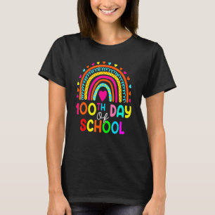 100th Day Of School Teacher 100 Days Smarter Rainb T-Shirt
