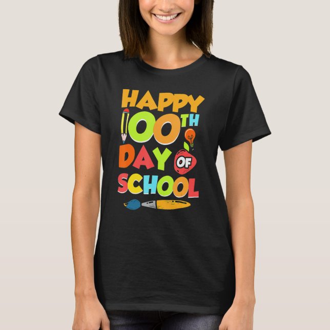 100th Day Of School Teacher 100 Days Smarter Rainb T-Shirt (Front)