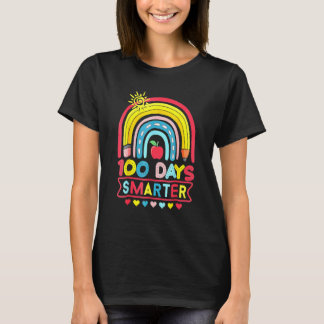 100th Day Of School Teacher 100 Days Smarter Rainb T-Shirt