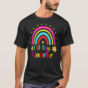 100th Day Of School Teacher 100 Days Smarter Rainb T-Shirt