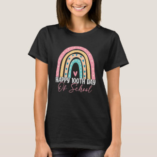 100th Day Of School Teacher Boho Rainbow 100 Days  T-Shirt