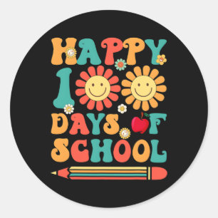 100th Day Of School Teacher Groovy - 100 Days Smar Classic Round Sticker
