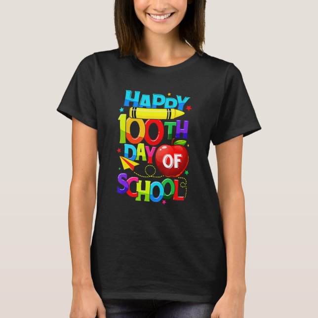 100th Day Of School Teacher Kid Child Happy 100 Da T-Shirt (Front)