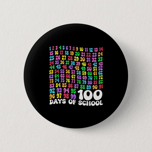 100th Day Of School Teacher Kids 100 Days Math Num 6 Cm Round Badge (Front)