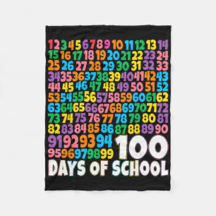 100th Day Of School Teacher Kids 100 Days Math Num Fleece Blanket