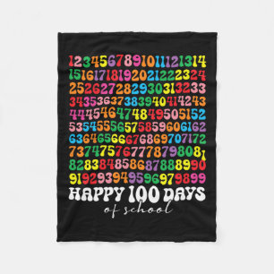 100th Day Of School Teacher Kids 100 Days Math Num Fleece Blanket