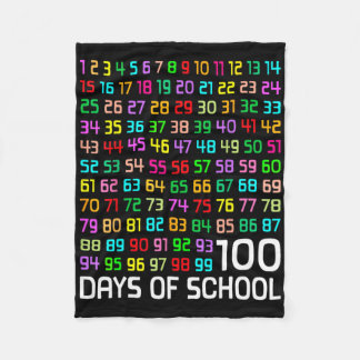 100th Day Of School Teacher Kids 100 Days Math Num Fleece Blanket