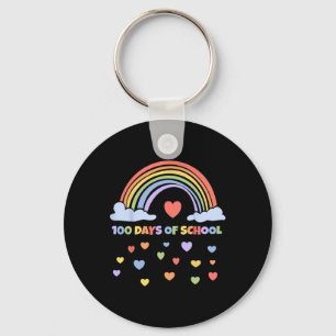 100th Day Of School Teacher Kids 100 Days Rainbow Key Ring