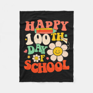 100th Day Of School Teacher Kids 100 Days Retro Gr Fleece Blanket