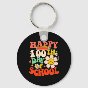 100th Day Of School Teacher Kids 100 Days Retro Gr Key Ring