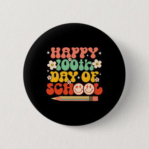 100th Day Of School Teacher Kids Retro Groovy 100 6 Cm Round Badge