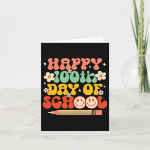 100th Day Of School Teacher Kids Retro Groovy 100 Card