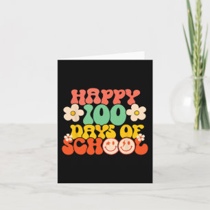 100th Day Of School Teacher Kids Retro Groovy 100 Card