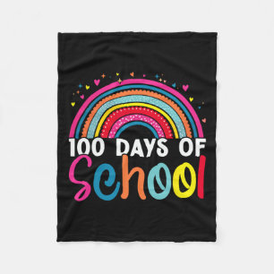 100th Day Of School Teacher Kids Retro Groovy 100 Fleece Blanket
