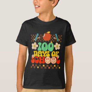 100th Day Of School Teacher Kids Retro Groovy 100 T-Shirt