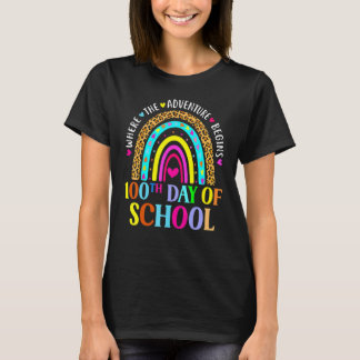 100th Day Of School Teacher Leopard Rainbow 100 Da T-Shirt