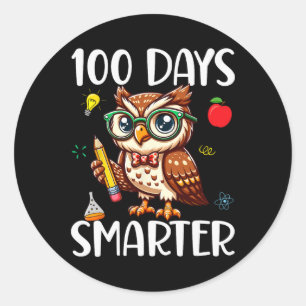 100th Day Of School Teacher Owl Pencil 100 Days Sm Classic Round Sticker